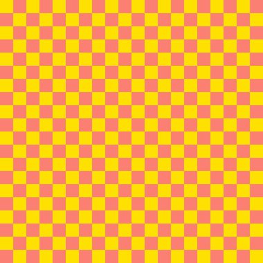 İki renkli dama tahtası. Dama tahtasının somon ve sarı renkleri. Satranç tahtası, dama tahtası dokusu. Kare deseni. Geçmişi. Tekrarlanabilir doku.