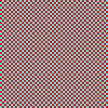 Çok küçük kareli dama tahtası. Dama tahtasının Cyan ve Red renkleri. Satranç tahtası, dama tahtası dokusu. Kare deseni. Geçmişi. Tekrarlanabilir doku.