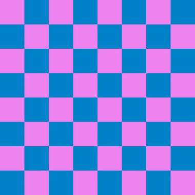 Dama tahtası 8 'e 8. Dama tahtasının mavi ve mor renkleri. Satranç tahtası, dama tahtası dokusu. Kare deseni. Geçmişi. Tekrarlanabilir doku.
