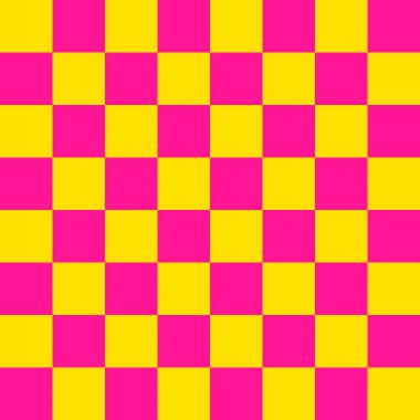 Dama tahtası 8 'e 8. Dama tahtasının koyu pembe ve sarı renkleri. Satranç tahtası, dama tahtası dokusu. Kare deseni. Geçmişi. Tekrarlanabilir doku.