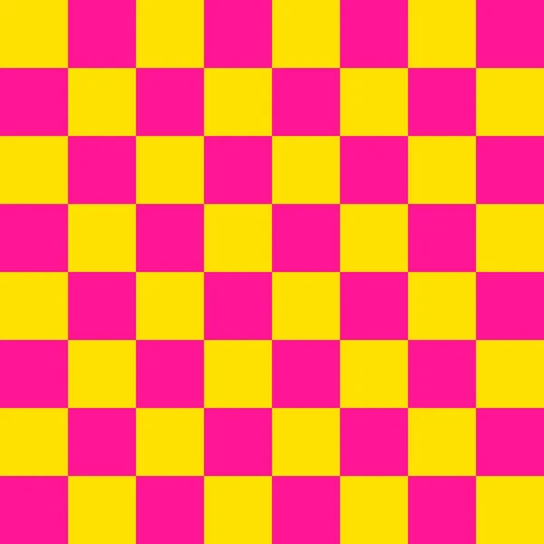 Checkerboard Por Cores Rosa Amarelo Profundo Xadrez Xadrez Textura Tabuleiro — Fotografia de Stock