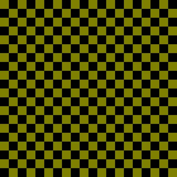 2色のチェックボード チェックボードの黒とオリーブの色 チェスボード チェッカーボードのテクスチャ 正方形のパターン 繰り返される質感 — ストック写真