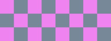 Dama pankartı. Dama tahtasının açık gri ve mor renkleri. Büyük kareler, büyük hücreler. Satranç tahtası, dama tahtası dokusu. Kare deseni. Geçmişi. Tekrarlanabilir doku.