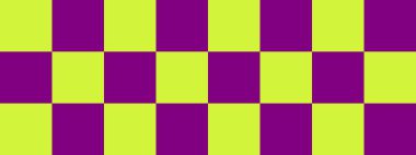 Dama pankartı. Dama tahtasının mor ve limonlu renkleri. Büyük kareler, büyük hücreler. Satranç tahtası, dama tahtası dokusu. Kare deseni. Geçmişi. Tekrarlanabilir doku.