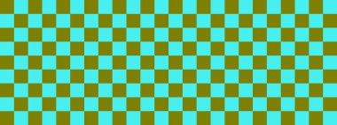 Dama pankartı. Dama tahtasının Cyan ve Olive renkleri. Küçük kareler, küçük hücreler. Satranç tahtası, dama tahtası dokusu. Kare deseni. Geçmişi. Tekrarlanabilir doku.