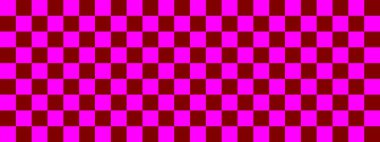 Dama pankartı. Maroon ve Magenta renginde dama tahtası. Küçük kareler, küçük hücreler. Satranç tahtası, dama tahtası dokusu. Kare deseni. Geçmişi. Tekrarlanabilir doku.