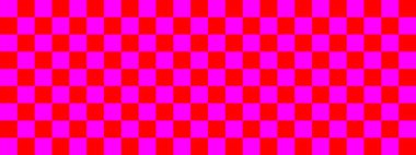 Dama pankartı. Kırmızı ve Magenta renginde dama tahtası. Küçük kareler, küçük hücreler. Satranç tahtası, dama tahtası dokusu. Kare deseni. Geçmişi. Tekrarlanabilir doku.