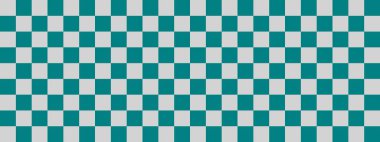Dama pankartı. Teal ve Light satranç tahtasının gri renkleri. Küçük kareler, küçük hücreler. Satranç tahtası, dama tahtası dokusu. Kare deseni. Geçmişi. Tekrarlanabilir doku.