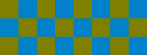 Checkerboard Banner Blue Olive Colors Checkerboard Big Squares Big Cells — Stock Photo, Image