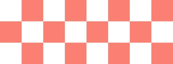 检查板横幅 沙门和白色的棋盘颜色 大正方形大牢房棋盘棋盘质感正方形图案 可重复纹理 — 图库照片