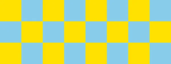Banner Tablă Verificare Cer Albastru Galben Culori Tablă Șah Pătrate — Fotografie, imagine de stoc