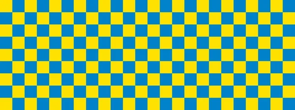 Διαφημιστικό Πανό Μπλε Και Κίτρινο Χρώμα Της Σκακιέρας Μικρά Τετράγωνα — Φωτογραφία Αρχείου