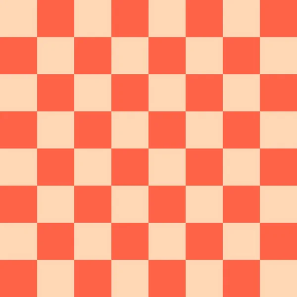 Checkerboard Och Tomat Och Aprikoskärmens Färger Schackbräda Konsistens Kvadratmönster Bakgrund — Stockfoto