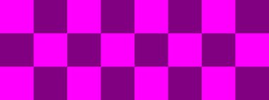Dama pankartı. Dama tahtasının mor ve Magenta renkleri. Büyük kareler, büyük hücreler. Satranç tahtası, dama tahtası dokusu. Kare deseni. Geçmişi. Tekrarlanabilir doku.