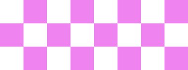 Dama pankartı. Dama tahtasının mor ve beyaz renkleri. Büyük kareler, büyük hücreler. Satranç tahtası, dama tahtası dokusu. Kare deseni. Geçmişi. Tekrarlanabilir doku.