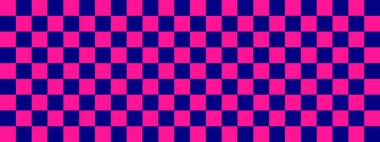 Dama pankartı. Donanma ve derin pembe renkli dama tahtası. Küçük kareler, küçük hücreler. Satranç tahtası, dama tahtası dokusu. Kare deseni. Geçmişi. Tekrarlanabilir doku.