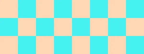Schachbrettbanner Schachbrettfarben Cyan Und Apricot Große Quadrate Große Zellen Schachbrett — Stockfoto