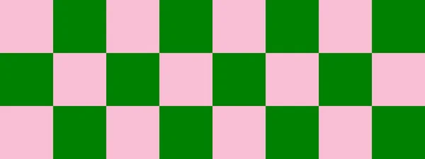 检查板横幅 棋盘的绿色和粉色 大正方形大牢房棋盘棋盘质感正方形图案 可重复纹理 — 图库照片