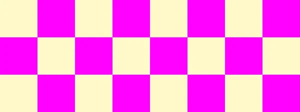 Checkerboard Banner Magenta Beige Colors Checkerboard Big Squares Big Cells — Stock Photo, Image