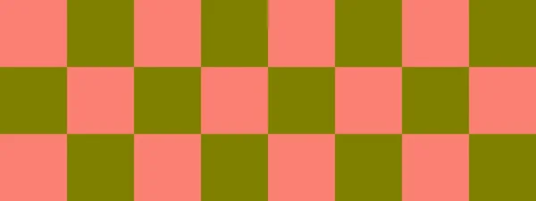 Schachbrettbanner Oliven Und Lachsfarben Des Schachbretts Große Quadrate Große Zellen — Stockfoto