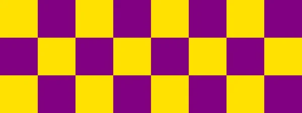 チェッカーボードのバナー チェックボードの紫と黄色の色 大きな正方形 大きな細胞 チェスボード チェッカーボードのテクスチャ 正方形のパターン 繰り返される質感 — ストック写真