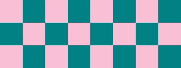 Checkerboard Banner Teal Pink Colors Checkerboard Big Squares Big Cells — Stock Photo, Image