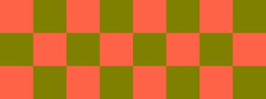 Dama pankartı. Dama tahtasının zeytin ve domates renkleri. Büyük kareler, büyük hücreler. Satranç tahtası, dama tahtası dokusu. Kare deseni. Geçmişi. Tekrarlanabilir doku.