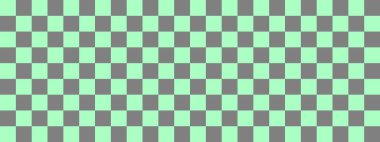 Dama pankartı. Dama tahtasının gri ve nane renkleri. Küçük kareler, küçük hücreler. Satranç tahtası, dama tahtası dokusu. Kare deseni. Geçmişi. Tekrarlanabilir doku.