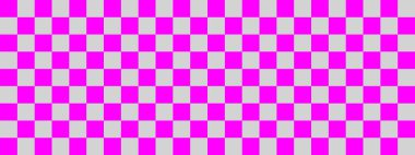Dama pankartı. Dama tahtasının açık gri ve Magenta renkleri. Küçük kareler, küçük hücreler. Satranç tahtası, dama tahtası dokusu. Kare deseni. Geçmişi. Tekrarlanabilir doku.