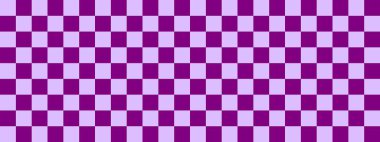 Dama pankartı. Mor ve lavanta renginde dama tahtası. Küçük kareler, küçük hücreler. Satranç tahtası, dama tahtası dokusu. Kare deseni. Geçmişi. Tekrarlanabilir doku.