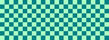 Dama pankartı. Dama tahtasının Teal ve Mint renkleri. Küçük kareler, küçük hücreler. Satranç tahtası, dama tahtası dokusu. Kare deseni. Geçmişi. Tekrarlanabilir doku.