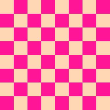 Dama tahtası 8 'e 8. Dama tahtasının koyu pembe ve kayısı renkleri. Satranç tahtası, dama tahtası dokusu. Kare deseni. Geçmişi. Tekrarlanabilir doku.