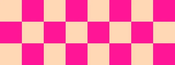 Checkerboard Banner Deep Pink Apricot Colors Checkerboard Big Squares Big — Stock Photo, Image