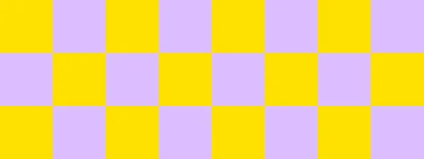 检查板横幅 淡紫色和黄色的棋盘 大正方形大牢房棋盘棋盘质感正方形图案 可重复纹理 — 图库照片