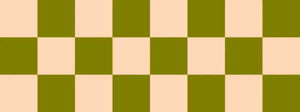 Checkerboardbanderoll Olive Och Aprikos Färger Checkerboard Stora Rutor Stora Celler — Stockfoto