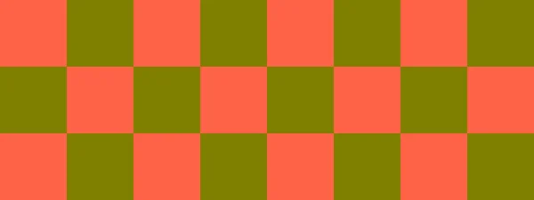 Checkerboard Banner Olive Tomato Colors Checkerboard Big Squares Big Cells — Stock Photo, Image