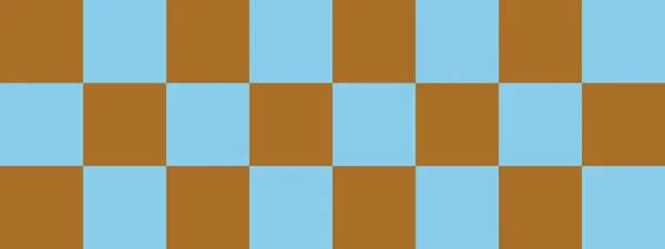 检查板横幅 天蓝色和褐色的棋盘颜色 大正方形大牢房棋盘棋盘质感正方形图案 可重复纹理 — 图库照片