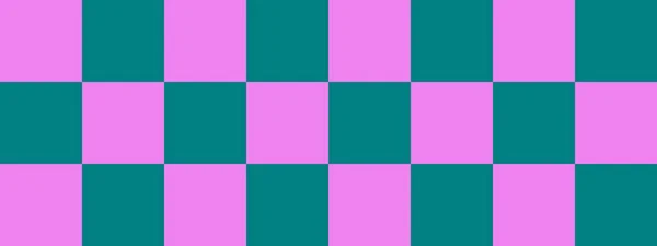 Checkerboard Banner Teal Violet Colors Checkerboard Big Squares Big Cells — Stock Photo, Image