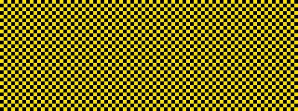 Schaakbordbanner Zwart Met Gele Kleuren Dambord Kleine Pleinen Kleine Cellen — Stockfoto