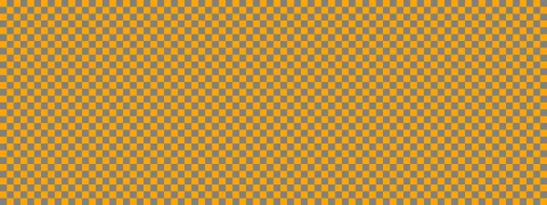 Checkerboard Banner Grey Orange Colors Checkerboard Small Squares Small Cells — Stock Photo, Image