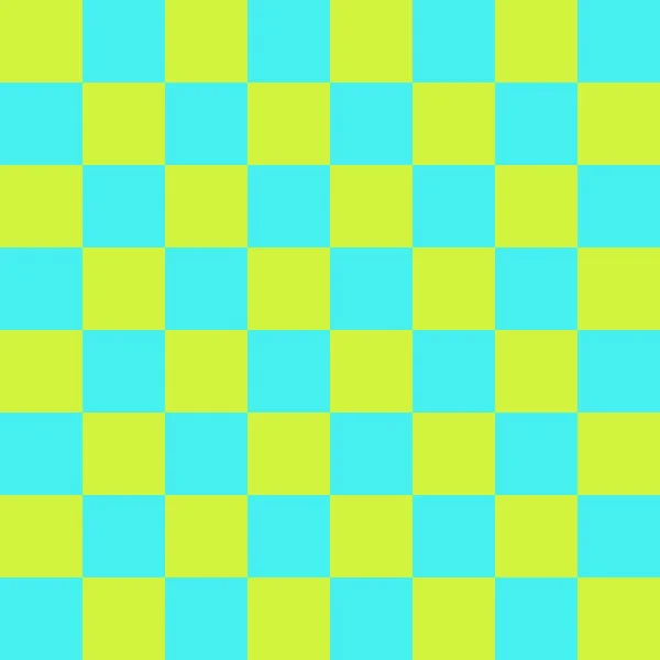 8のチェッカーボード チェックボードのシアンとライムの色 チェスボード チェッカーボードのテクスチャ 正方形のパターン 繰り返される質感 — ストック写真