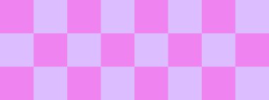 Dama pankartı. Lavanta ve mor renkli dama tahtası. Büyük kareler, büyük hücreler. Satranç tahtası, dama tahtası dokusu. Kare deseni. Geçmişi. Tekrarlanabilir doku.