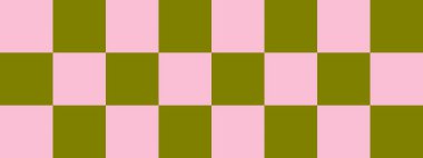 Dama pankartı. Dama tahtasının zeytin ve pembe renkleri. Büyük kareler, büyük hücreler. Satranç tahtası, dama tahtası dokusu. Kare deseni. Geçmişi. Tekrarlanabilir doku.