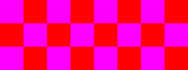 Dama pankartı. Kırmızı ve Magenta renginde dama tahtası. Büyük kareler, büyük hücreler. Satranç tahtası, dama tahtası dokusu. Kare deseni. Geçmişi. Tekrarlanabilir doku.