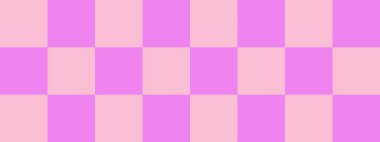 Dama pankartı. Dama tahtasının mor ve pembe renkleri. Büyük kareler, büyük hücreler. Satranç tahtası, dama tahtası dokusu. Kare deseni. Geçmişi. Tekrarlanabilir doku.