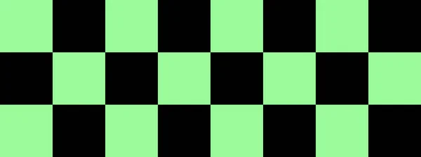 Checkerboard Banner Black Pale Green Colors Checkerboard Big Squares Big — Stock Photo, Image