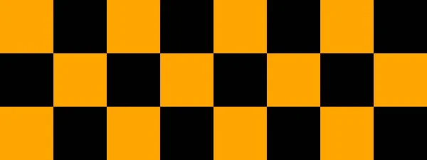 Checkerboard Banner Black Orange Colors Checkerboard Big Squares Big Cells — Stock Photo, Image