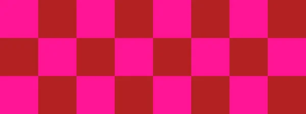 检查板横幅 火砖和深粉色的棋盘 大正方形大牢房棋盘棋盘质感正方形图案 可重复纹理 — 图库照片