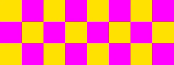 Banner Tablero Damas Magenta Amarillo Colores Tablero Ajedrez Cuadrados Grandes —  Fotos de Stock