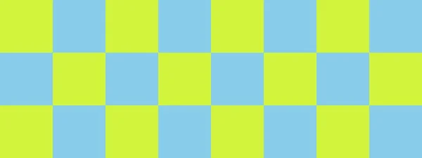 Checkerboardbanderoll Sky Blå Och Lime Färger Checkerboard Stora Rutor Stora — Stockfoto